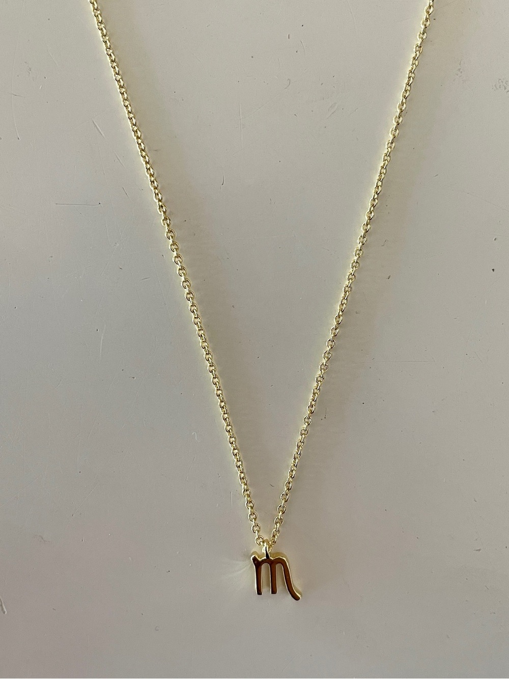 Letter "M" Initial Gold-tone Pendant Necklace